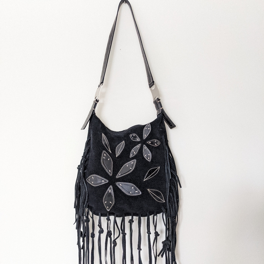 Kenneth Cole black bag with fringes, so cool and trendy!   Fringes are in!